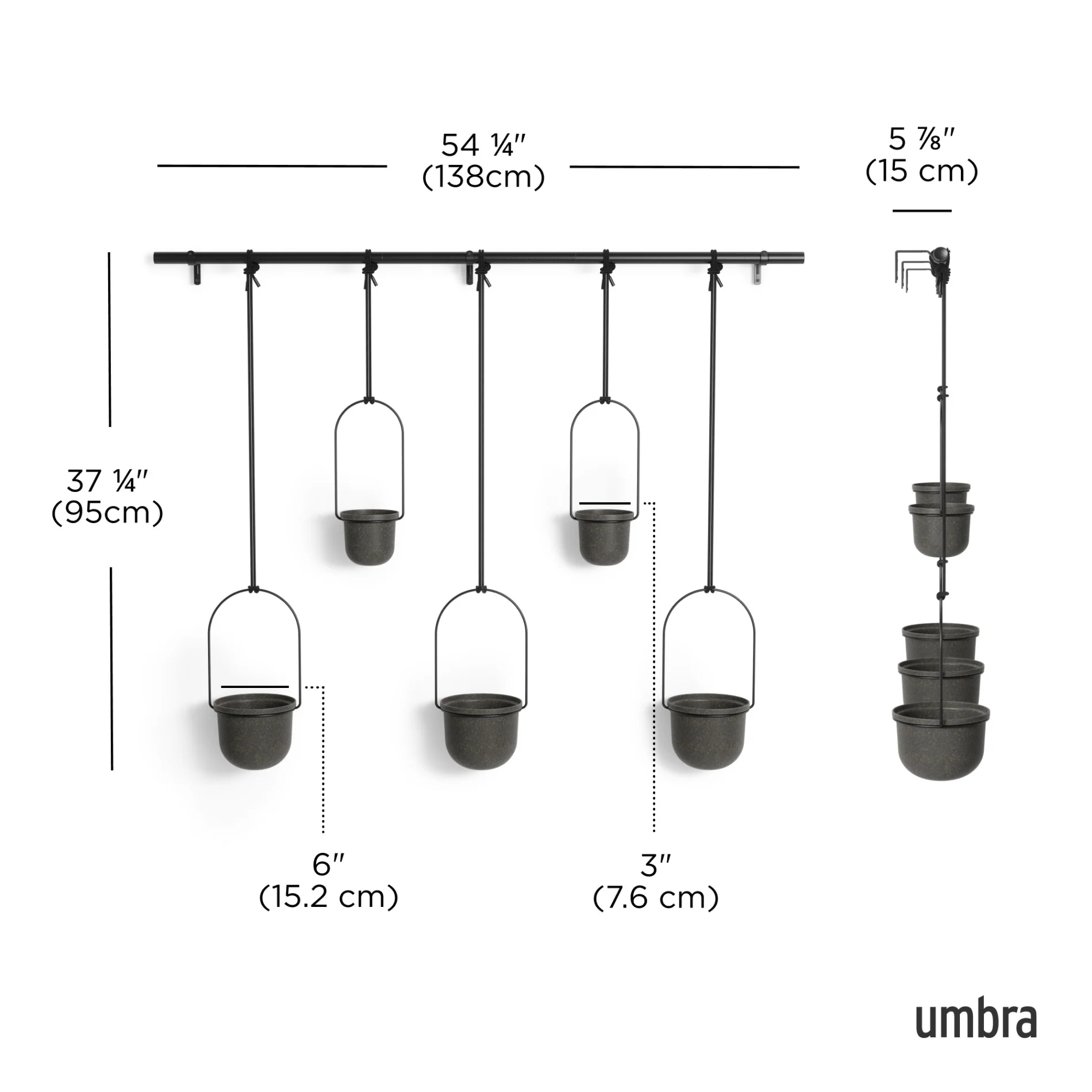 UMBRA Triflora Hanging Planters, Set of 5 - Image 5