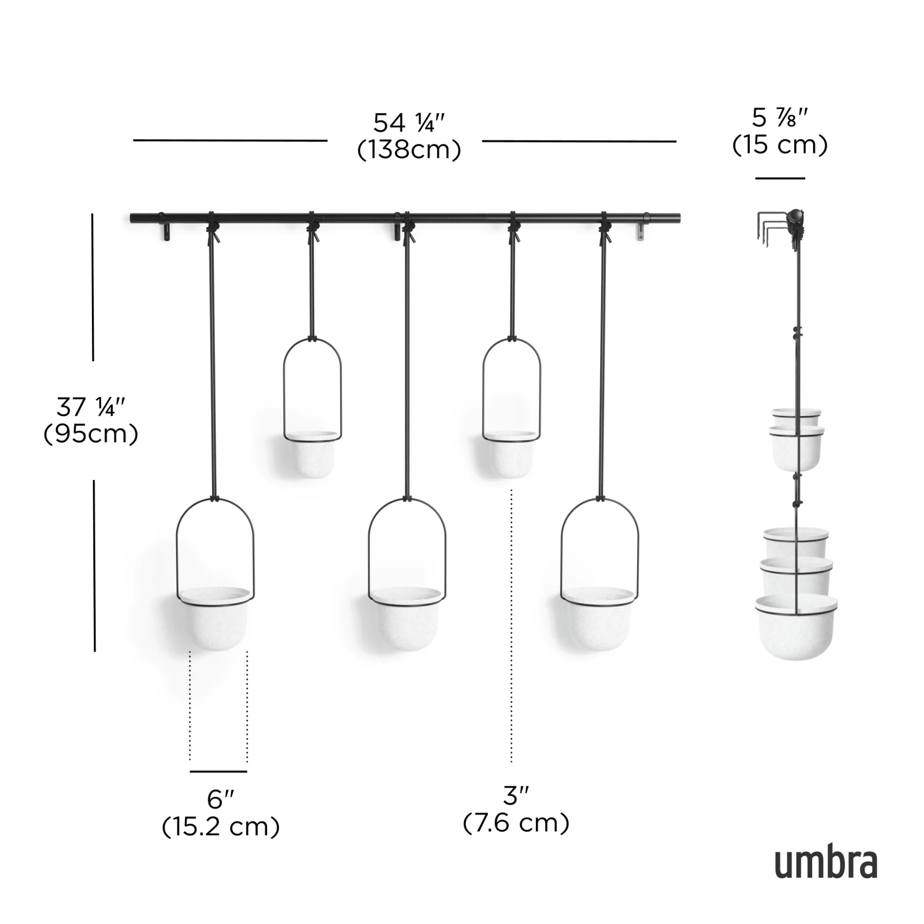 UMBRA Triflora Hanging Planters, Set of 5 - Image 10