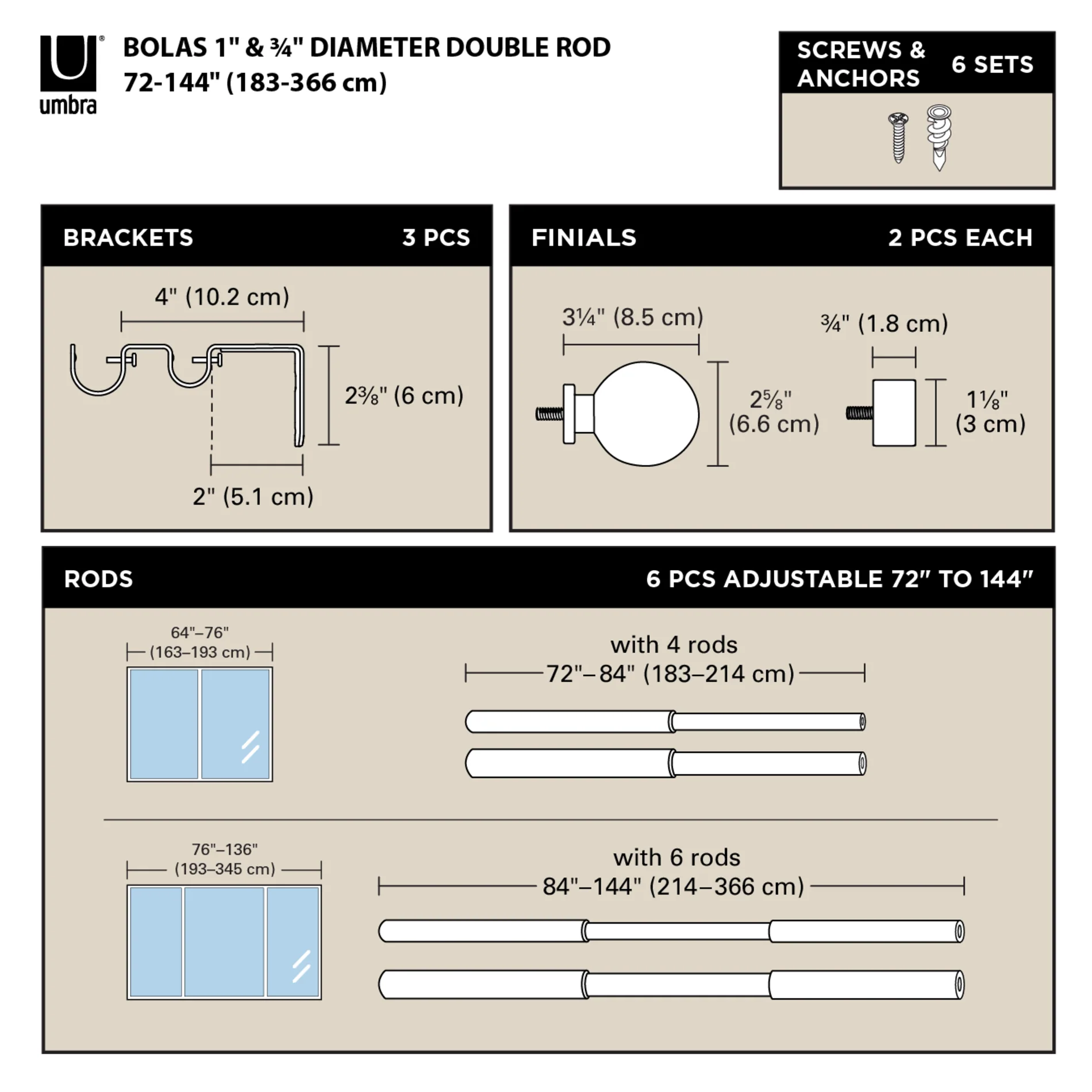 UMBRA Bolas Double Curtain Rod — Ball
